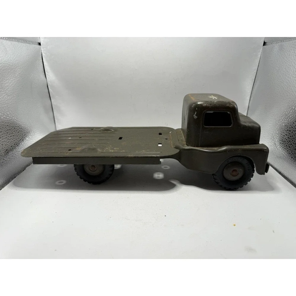 Vintage Structo Toys‎ Military Flatbed Truck Pressed Steel Army Green